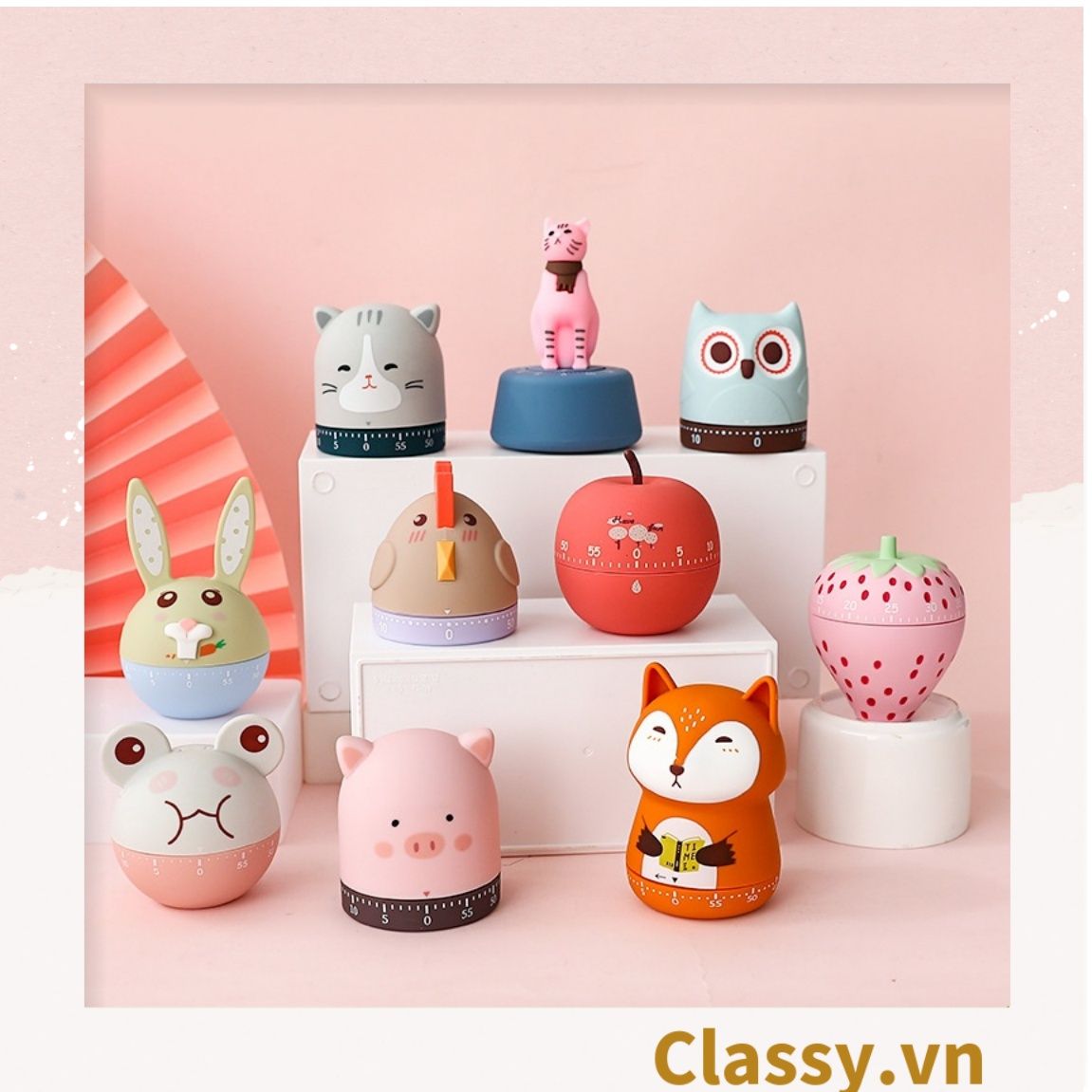  [GIAO HÀNG 7-25 NGÀY]  Classy Đồng hồ hẹn giờ xoay 360 độ 60 phút, họa tiết trái cây dễ thương PK1491 