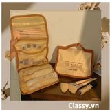  [GIAO HÀNG 7-25 NGÀY] Classy Túi đựng mỹ phẩm, đồ trang điểm, du lịch nhiều ngăn có quai xách PK1498 