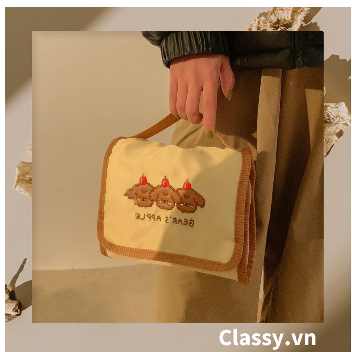  [GIAO HÀNG 7-25 NGÀY] Classy Túi đựng mỹ phẩm, đồ trang điểm, du lịch nhiều ngăn có quai xách PK1498 
