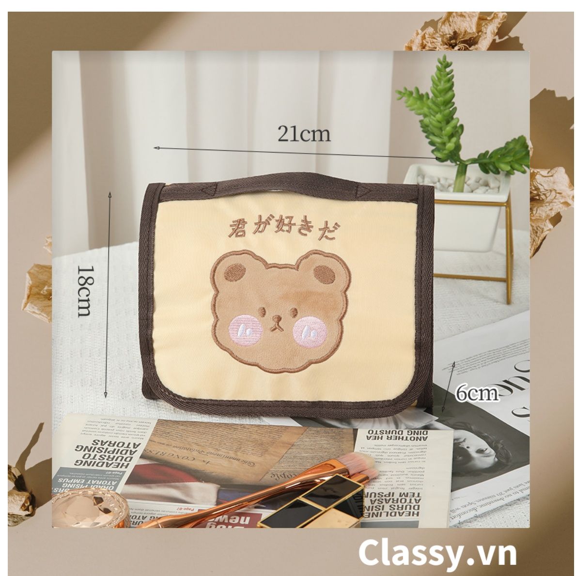  [GIAO HÀNG 7-25 NGÀY] Classy Túi đựng mỹ phẩm, đồ trang điểm, du lịch nhiều ngăn có quai xách PK1498 