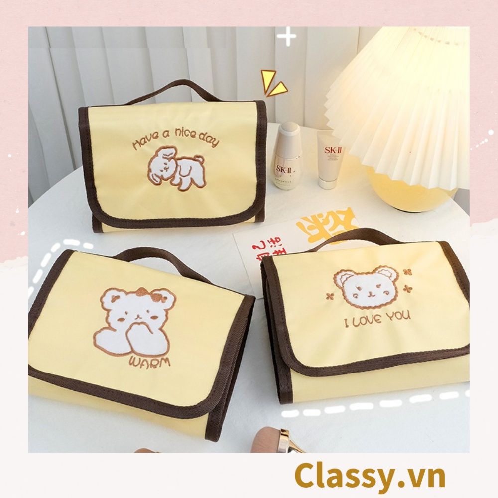  [GIAO HÀNG 7-25 NGÀY] Classy Túi đựng mỹ phẩm, đồ trang điểm, du lịch nhiều ngăn có quai xách PK1498 
