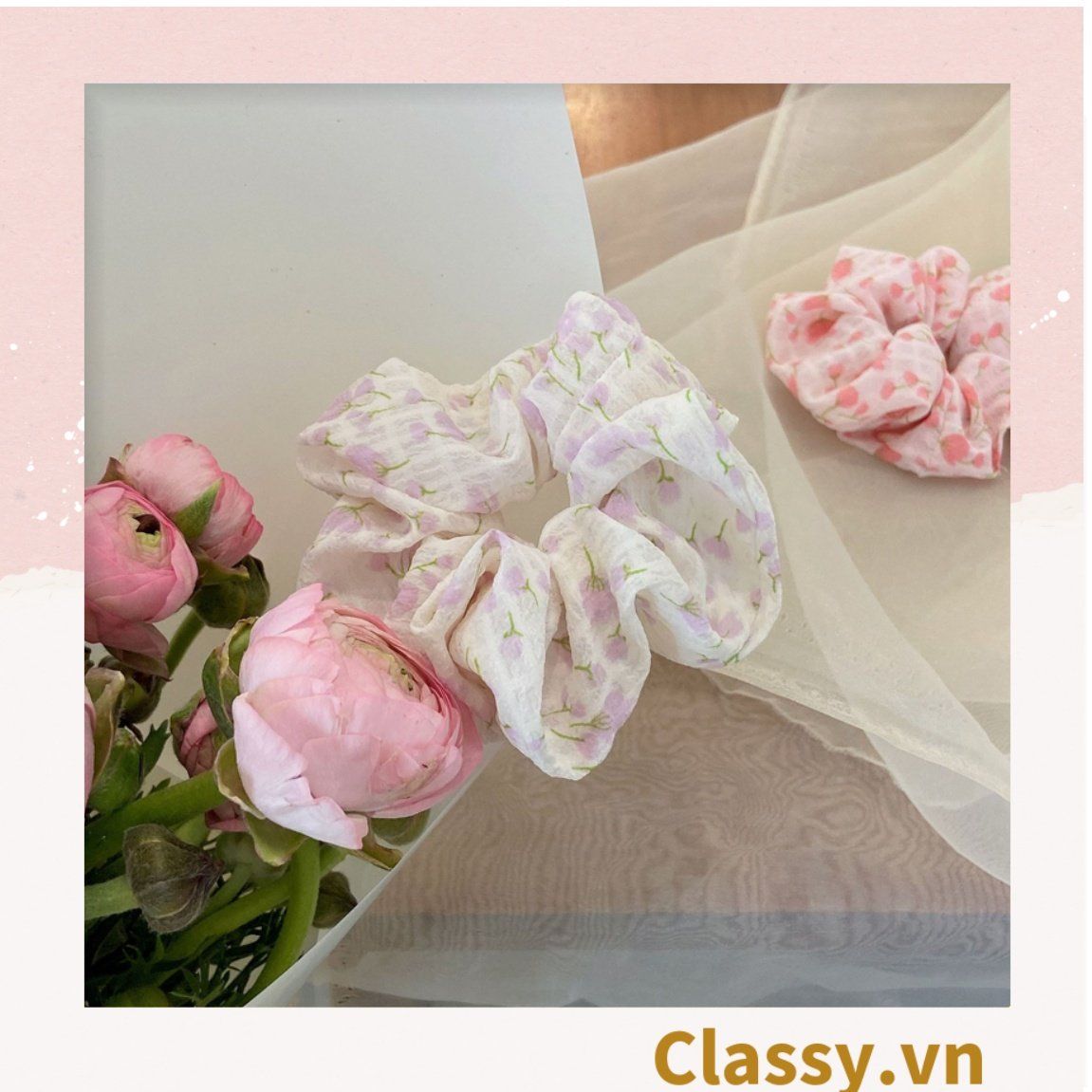  Classy Dây cột tóc, Scrunchies nhiều màu hàn quốc nữ tính PK1504 