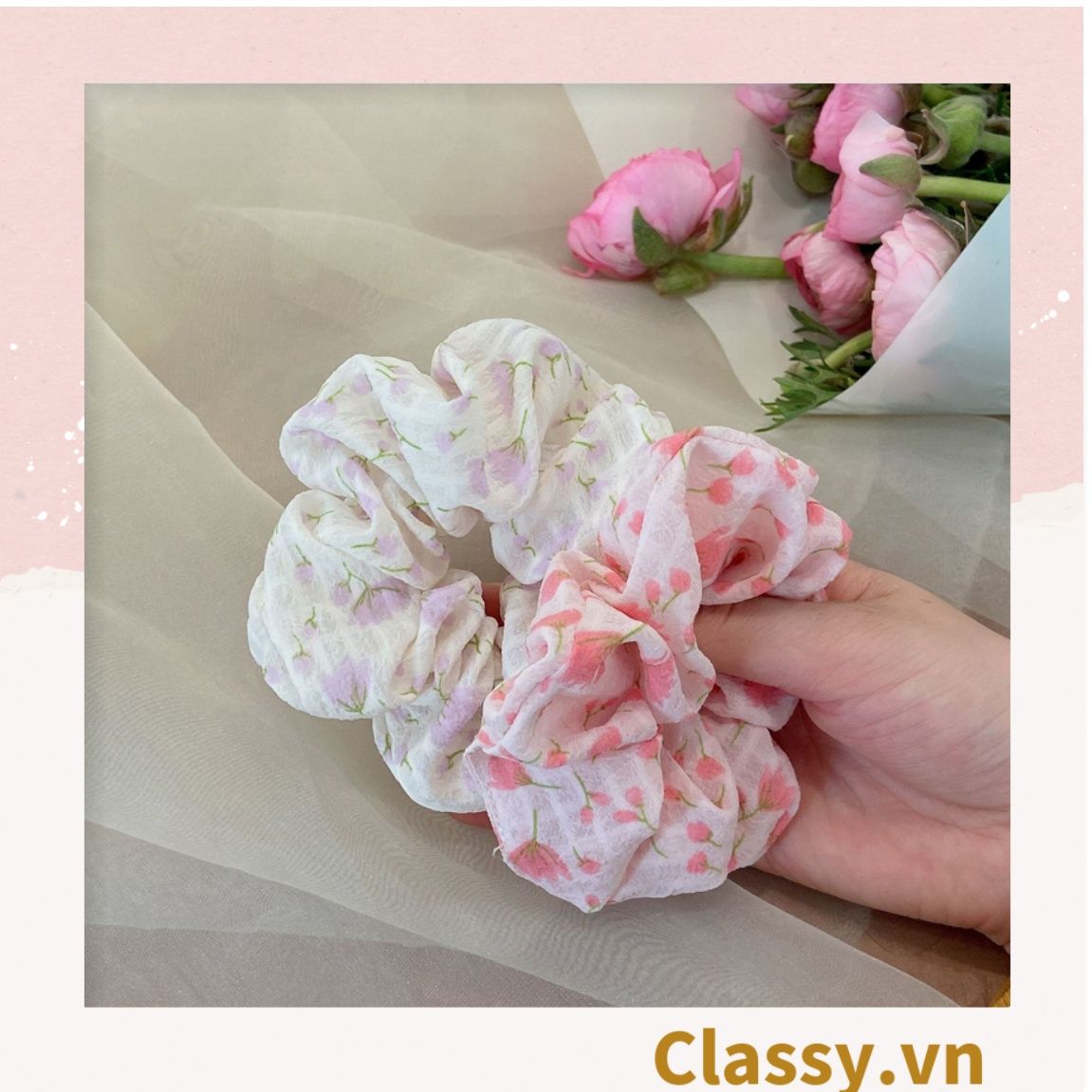  Classy Dây cột tóc, Scrunchies nhiều màu hàn quốc nữ tính PK1504 