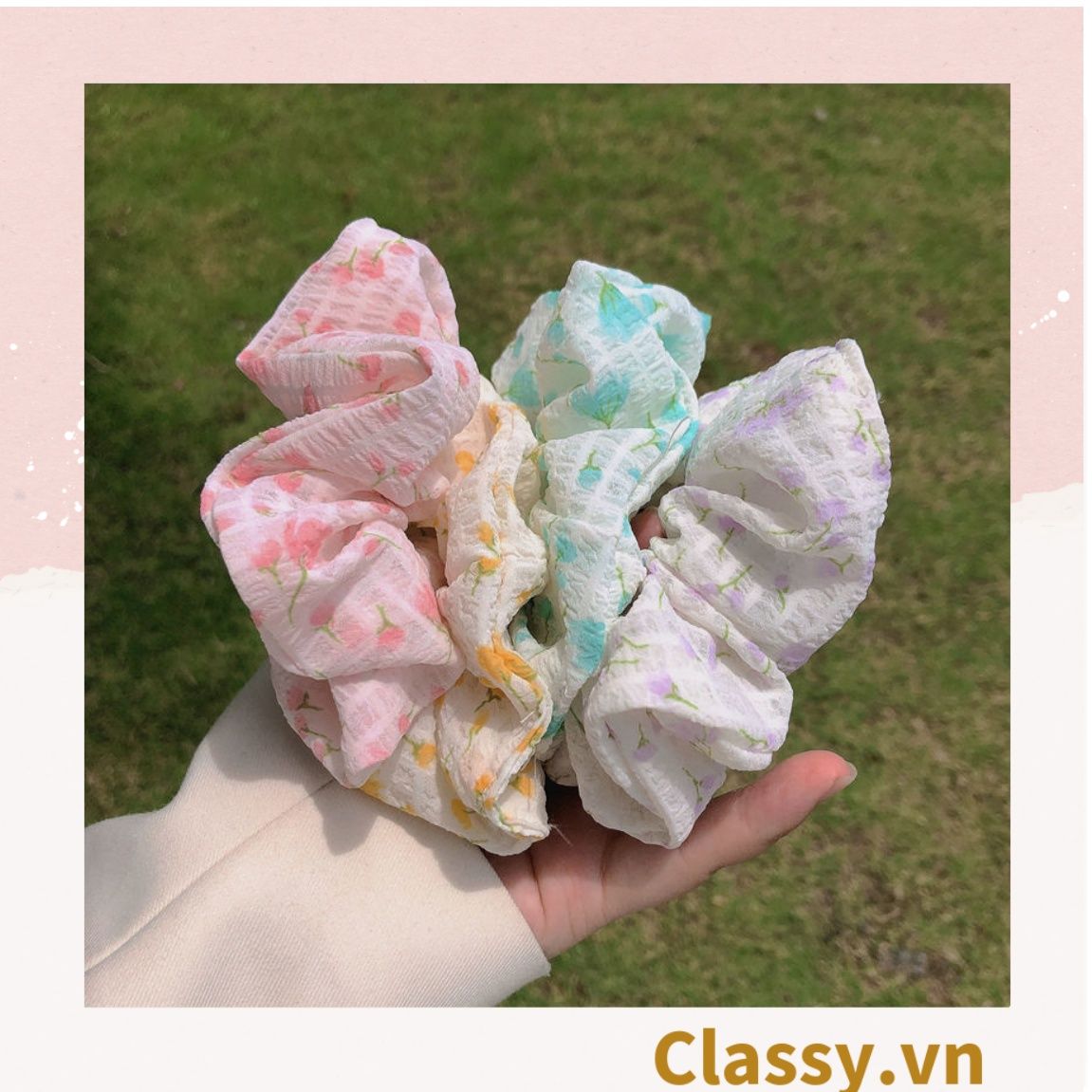  Classy Dây cột tóc, Scrunchies nhiều màu hàn quốc nữ tính PK1504 