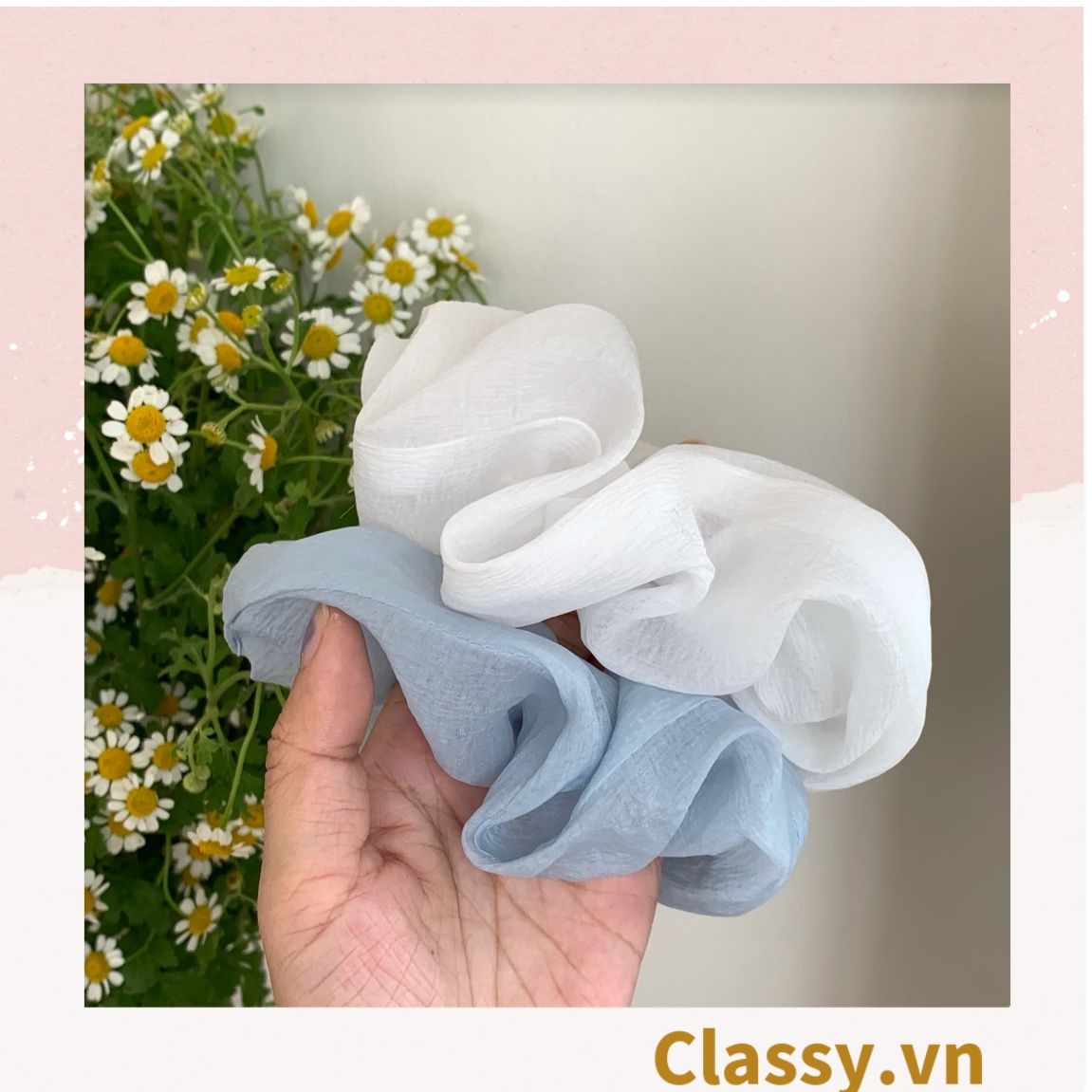  Classy Dây cột tóc, Scrunchies vải voan phong cách hàn quốc PK1505 