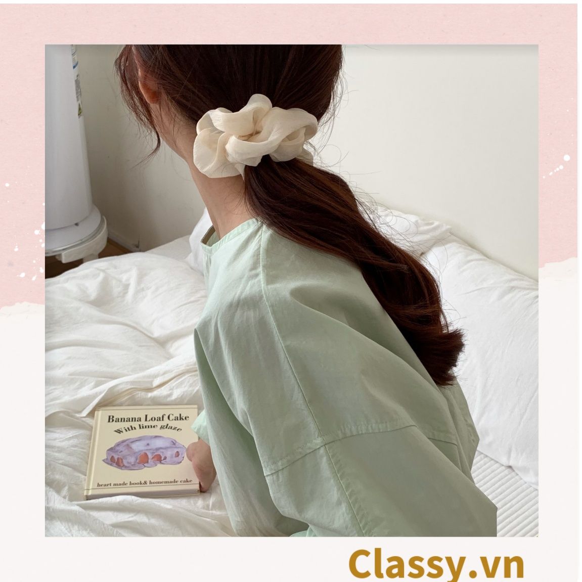  Classy Dây cột tóc, Scrunchies vải voan phong cách hàn quốc PK1505 