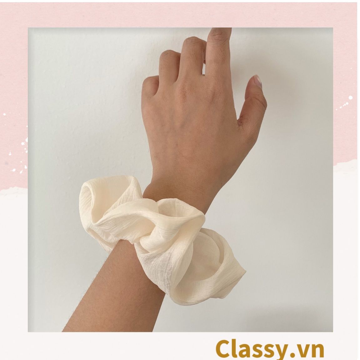  Classy Dây cột tóc, Scrunchies vải voan phong cách hàn quốc PK1505 