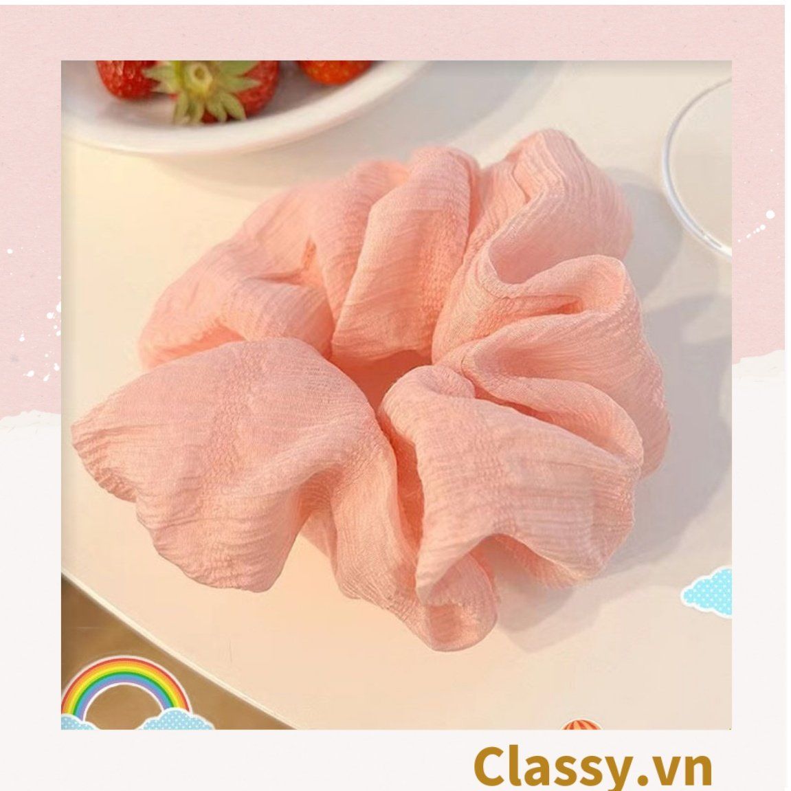  Classy Dây cột tóc, Scrunchies vải voan phong cách hàn quốc PK1505 