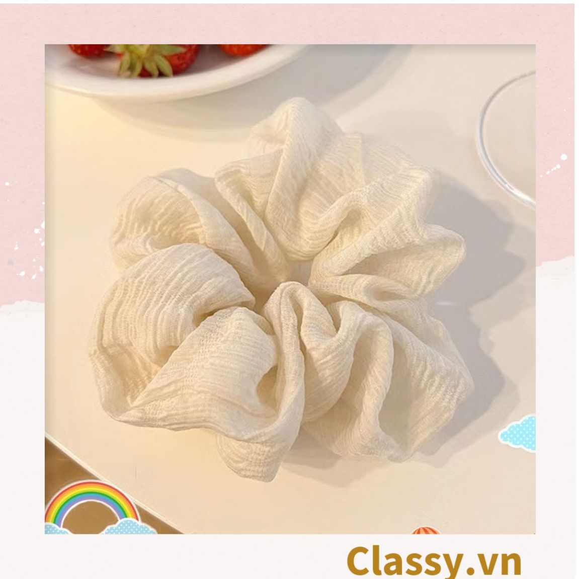  Classy Dây cột tóc, Scrunchies vải voan phong cách hàn quốc PK1505 