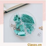  [GIAO HÀNG 7-25 NGÀY]  Classy Ghim giấy, kẹp giấy hộp bốn ngăn, màu sắc đa dạng văn phòng phẩm tiện lợi PK1506 