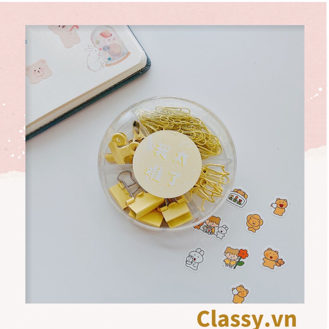  [GIAO HÀNG 7-25 NGÀY]  Classy Ghim giấy, kẹp giấy hộp bốn ngăn, màu sắc đa dạng văn phòng phẩm tiện lợi PK1506 
