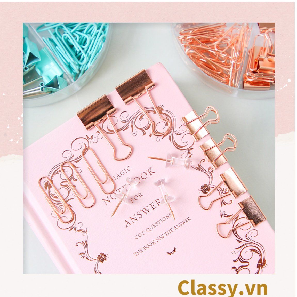  [GIAO HÀNG 7-25 NGÀY]  Classy Ghim giấy, kẹp giấy hộp bốn ngăn, màu sắc đa dạng văn phòng phẩm tiện lợi PK1506 