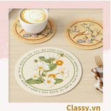  Classy Miếng lót đế ly, lót đế cốc bằng da thấm hút tốt, nhiều họa tiết PK1512 