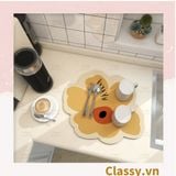 Miếng lót bàn ăn bằng da thấm hút tốt, kiểu dáng bông hoa PK1513 