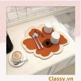  Miếng lót bàn ăn bằng da thấm hút tốt, kiểu dáng bông hoa PK1513 