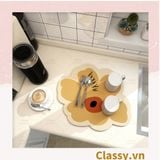  Miếng lót bàn ăn bằng da thấm hút tốt, kiểu dáng bông hoa PK1513 