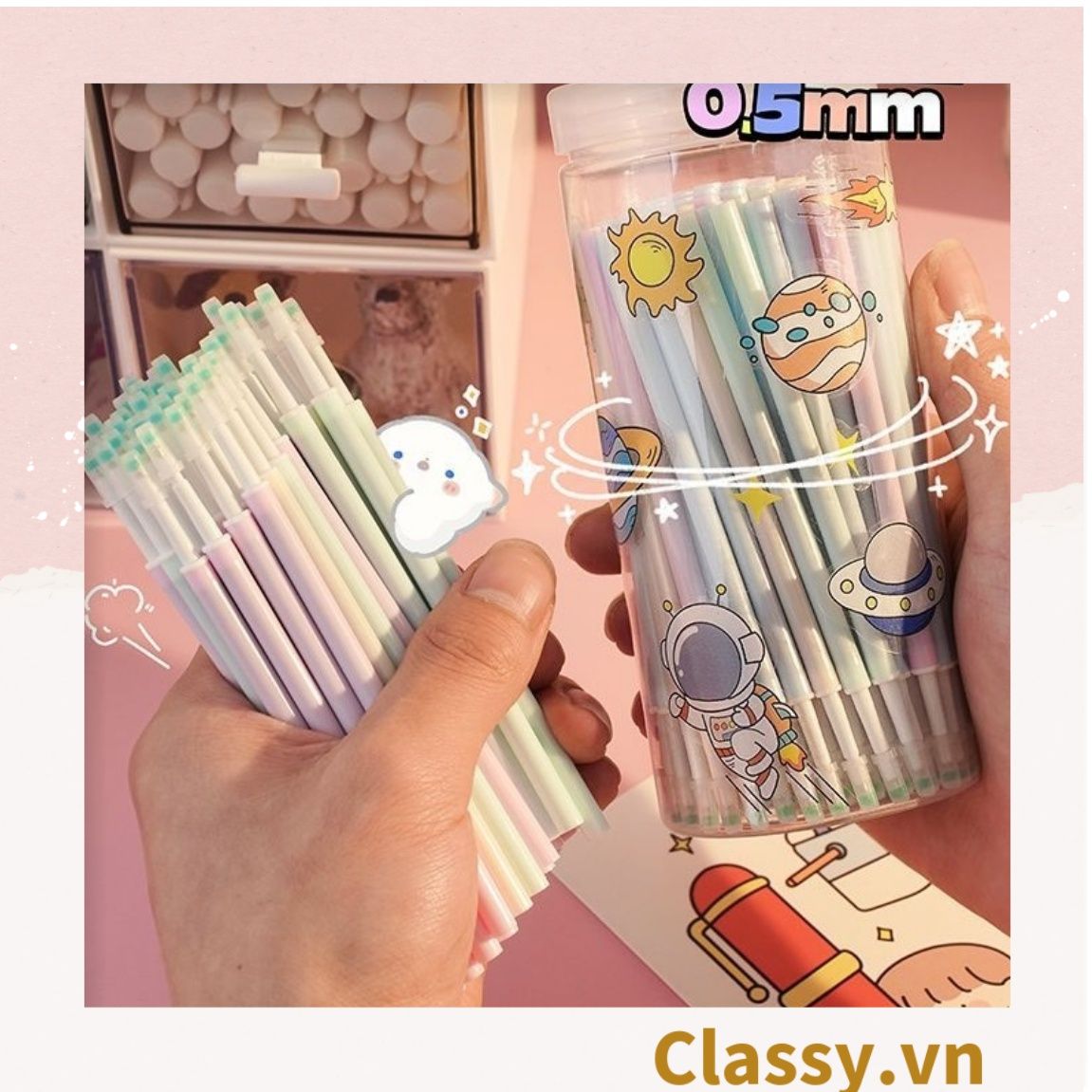  Classy Túi 20 ruột bút màu ngẫu nhiên, bút gel, bút mực màu đều, đậm, nét PK1516 