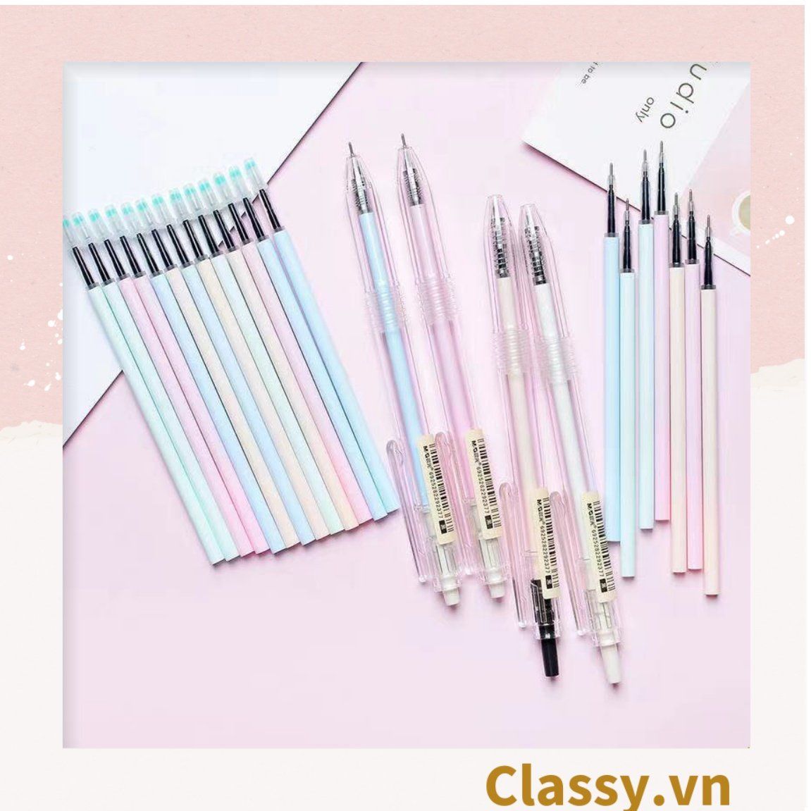  Túi 20 ruột bút màu ngẫu nhiên, bút gel, bút mực màu đều, đậm, nét PK1516 