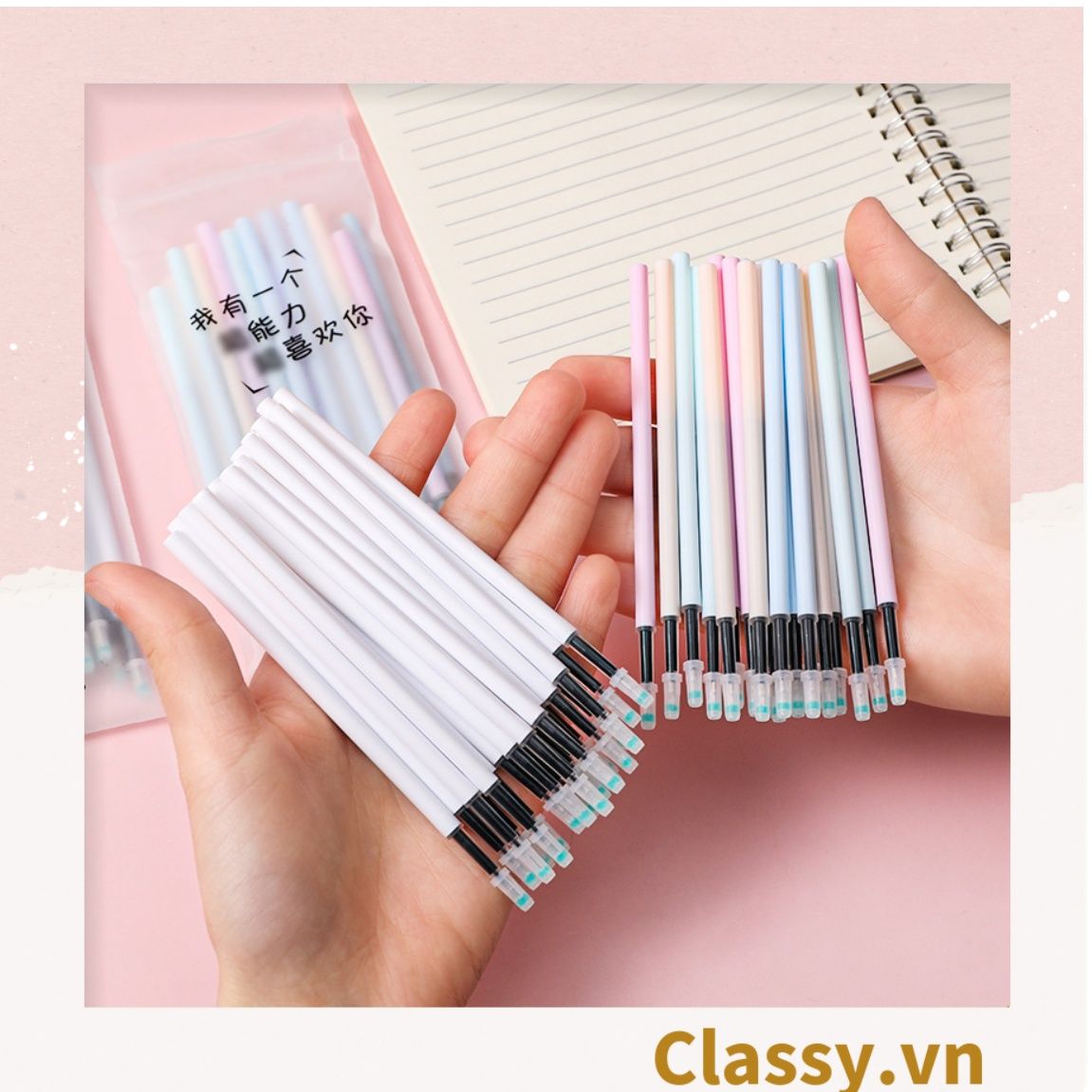  Classy Túi 20 ruột bút màu ngẫu nhiên, bút gel, bút mực màu đều, đậm, nét PK1516 