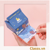  Hộp giấy note, giấy ghi chú hình hộp sữa, có khe rút tiện lợi PK1520 
