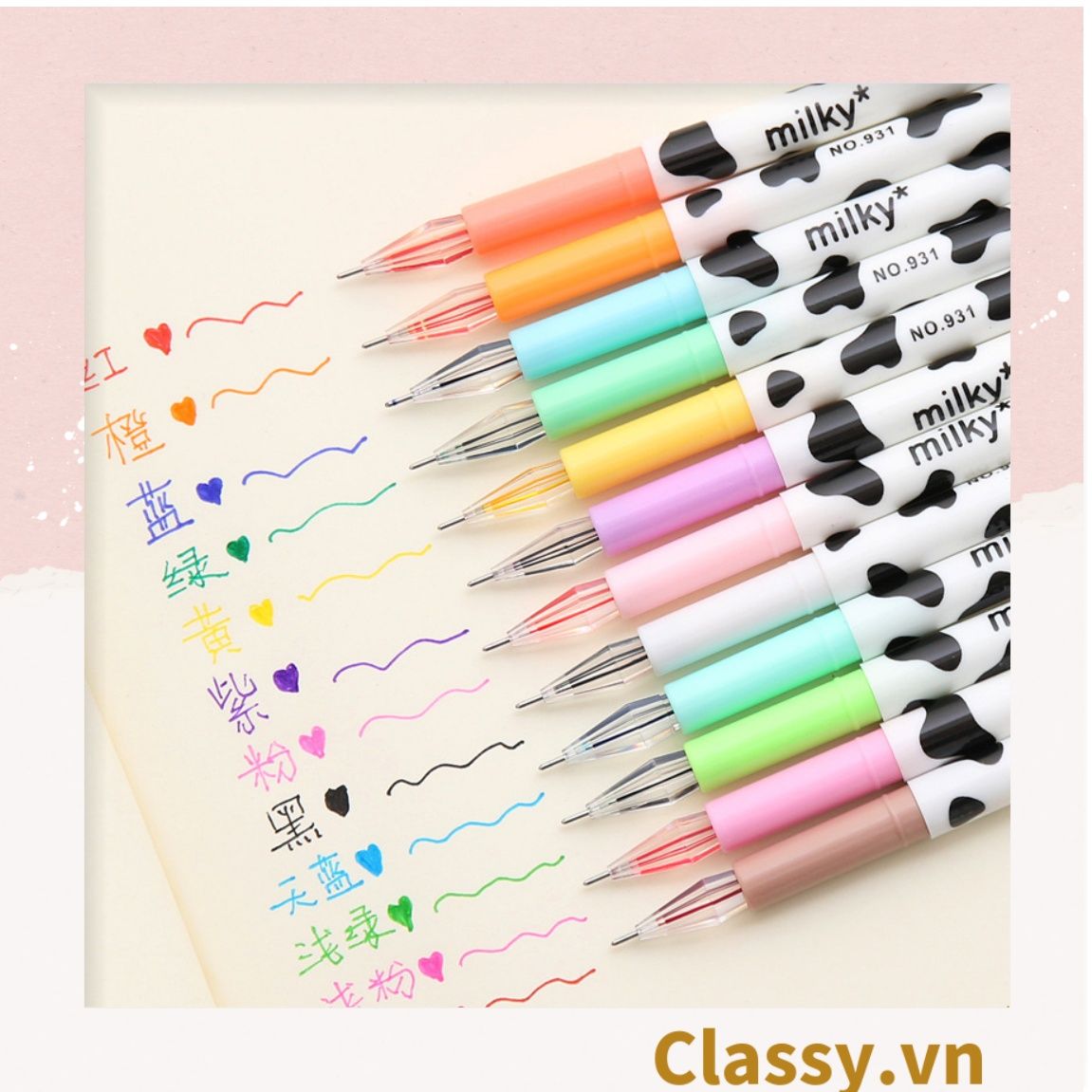  [GIAO HÀNG 7-25 NGÀY]  Classy Bút gel bò sữa nhiều màu, 0.38mm mực ra đều và đậm PK1521 