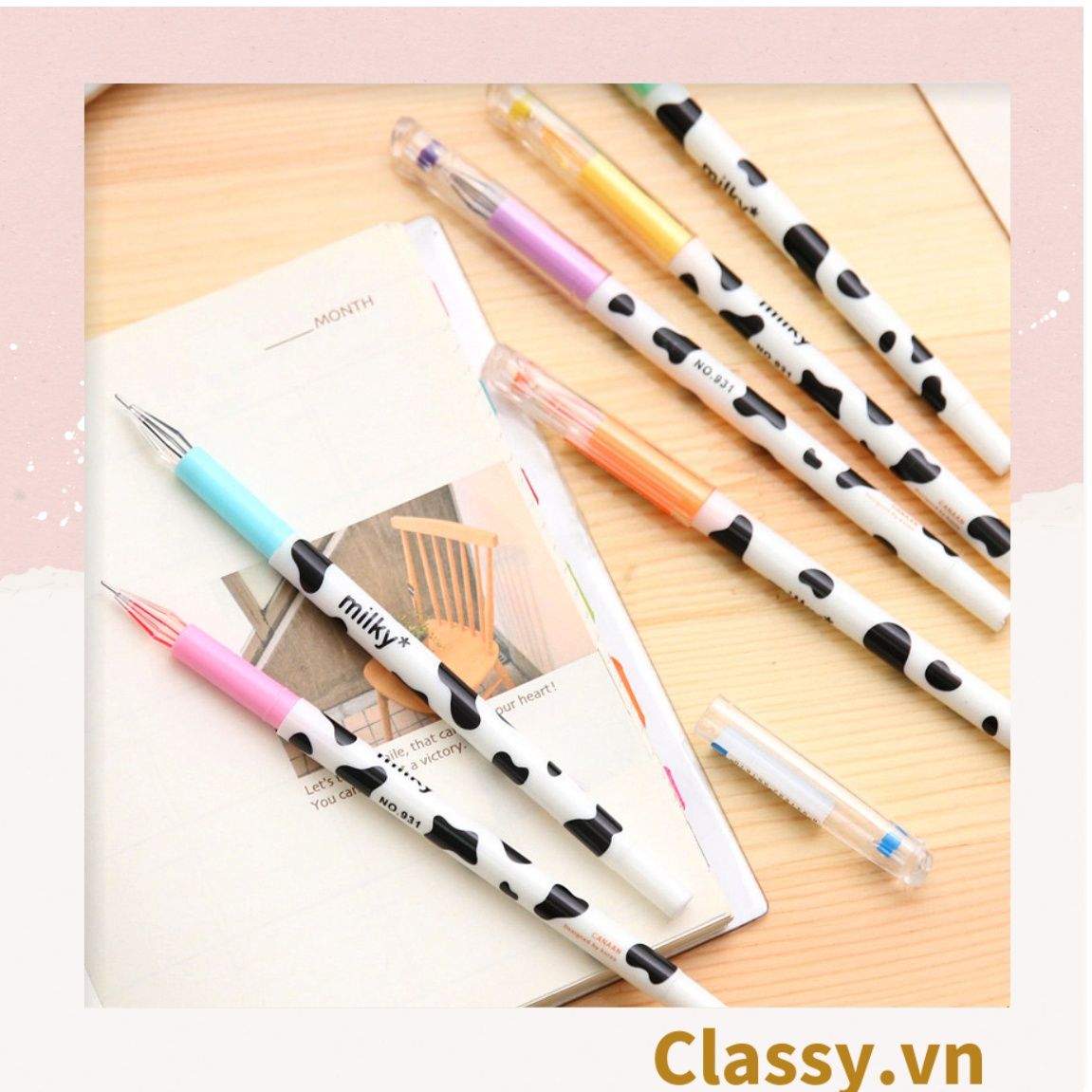  [GIAO HÀNG 7-25 NGÀY]  Classy Bút gel bò sữa nhiều màu, 0.38mm mực ra đều và đậm PK1521 