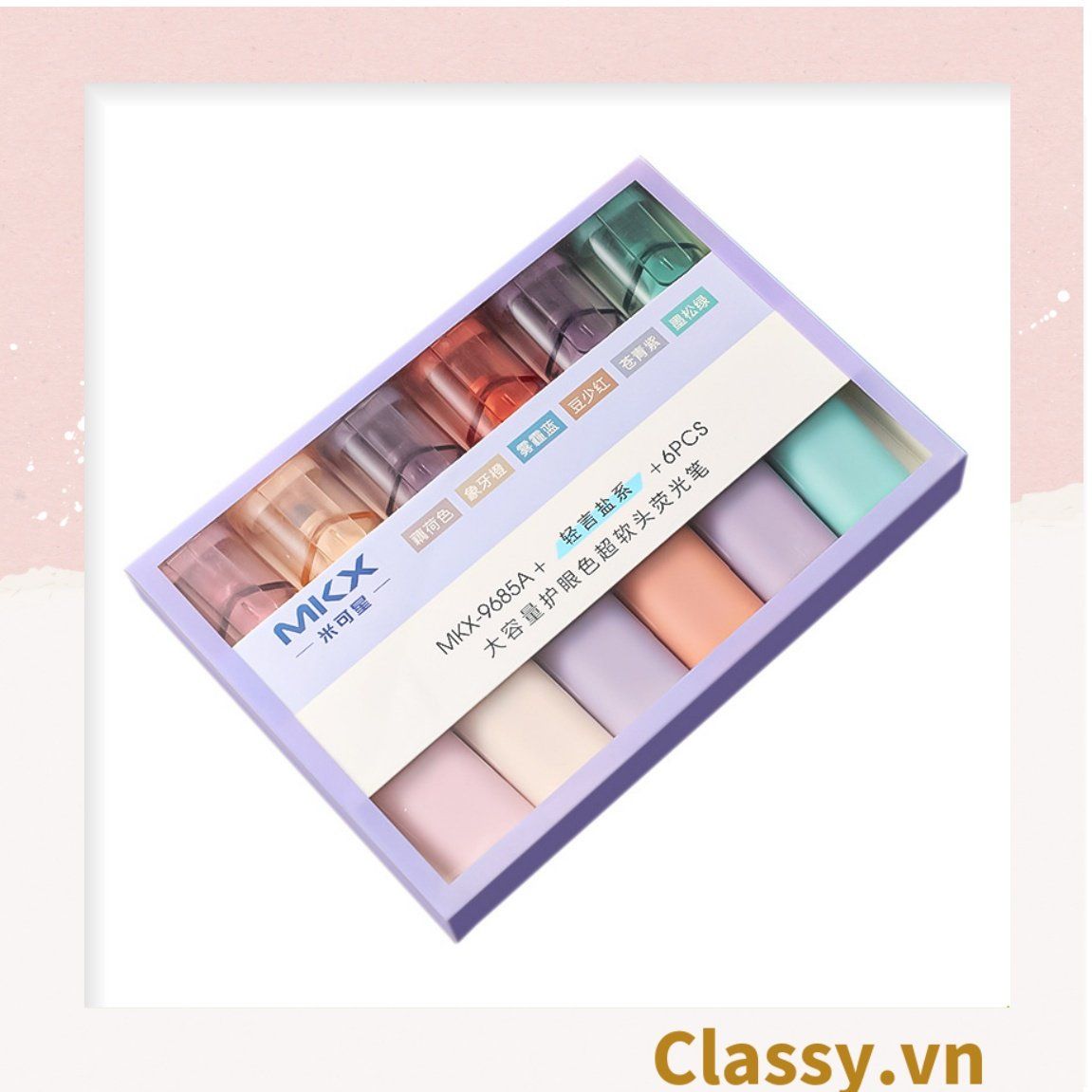  Classy Hộp 6 bút highlight, bút dạ quang, bút đánh dấu tiện lợi PK1524 