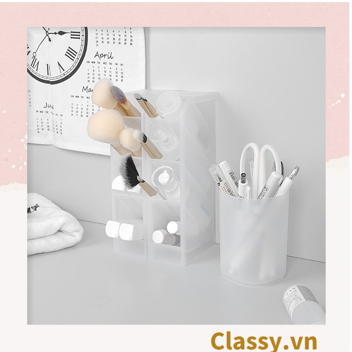  Classy Hộp đựng bút để bàn, đựng đồ trang điểm, phụ kiện PK1528 