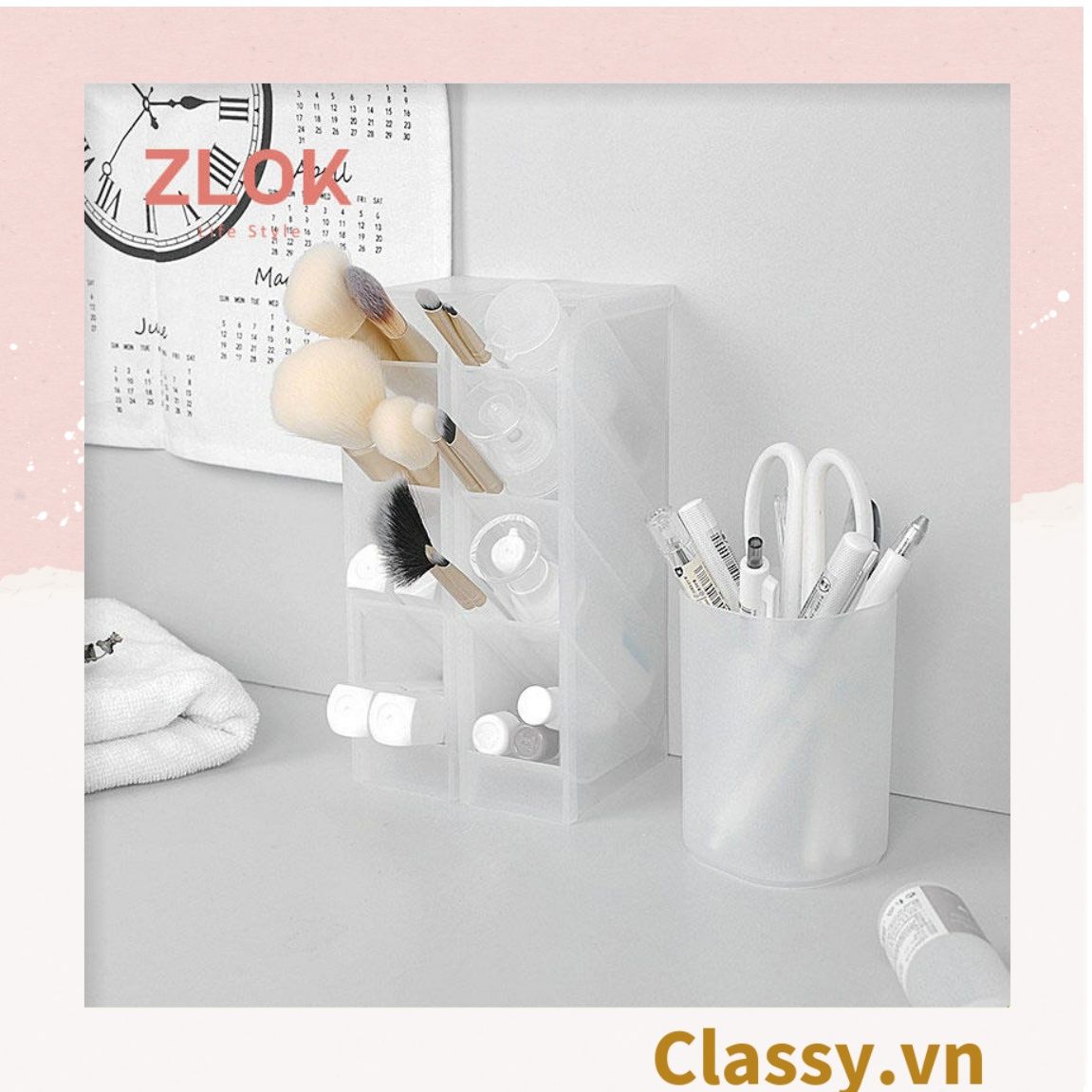  Classy Hộp đựng bút để bàn, đựng đồ trang điểm, phụ kiện PK1528 