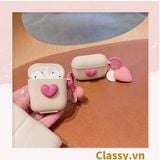  Classy Móc khóa trái tim đính kèm mặt cười màu pastel, móc khóa balo, điện thoại PK1539 