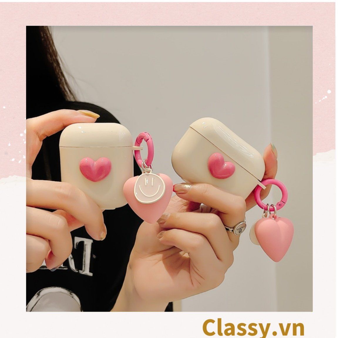  [GIAO HÀNG 7-25 NGÀY]  Classy Móc khóa trái tim đính kèm mặt cười màu pastel, móc khóa balo, điện thoại PK1539 