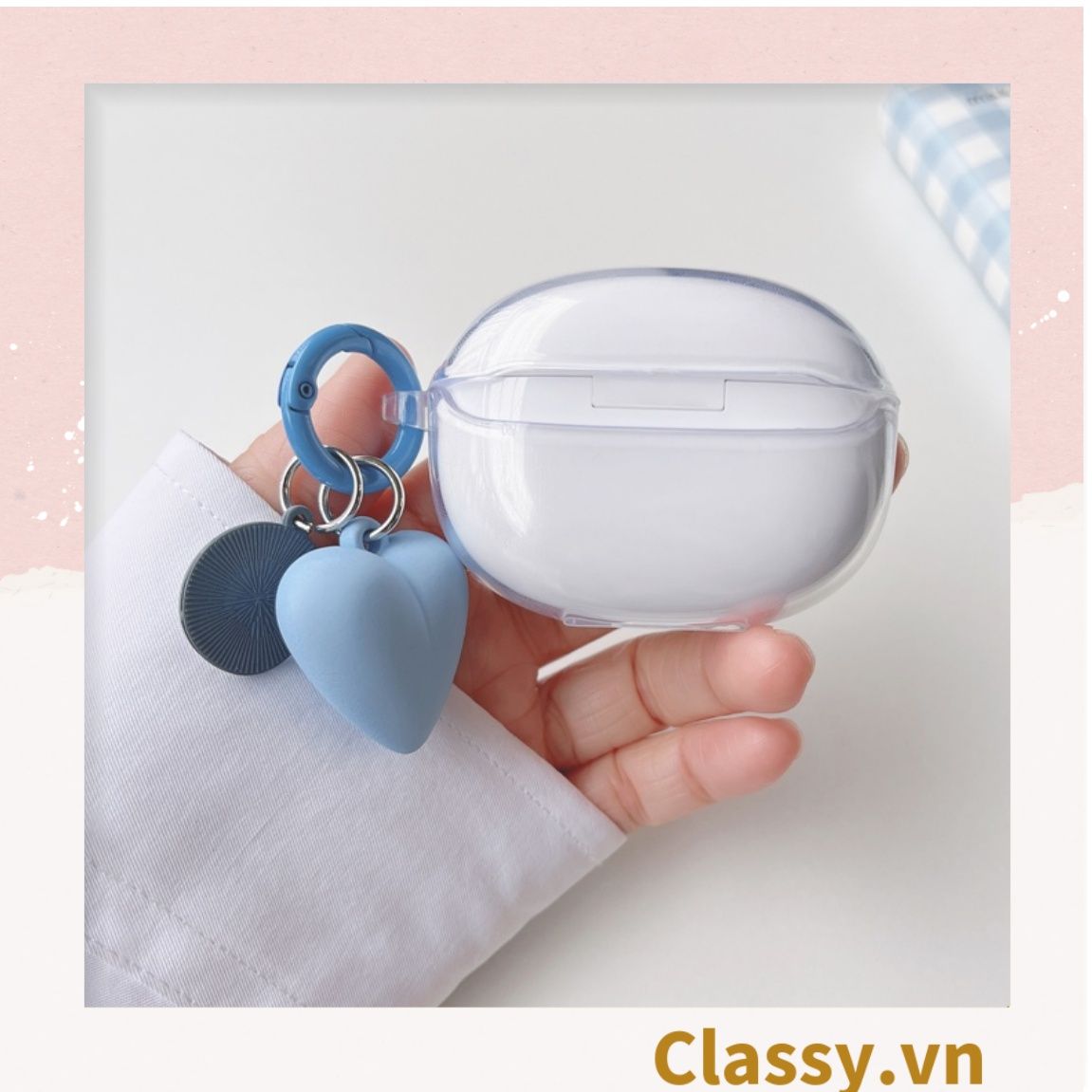  [GIAO HÀNG 7-25 NGÀY]  Classy Móc khóa trái tim đính kèm mặt cười màu pastel, móc khóa balo, điện thoại PK1539 