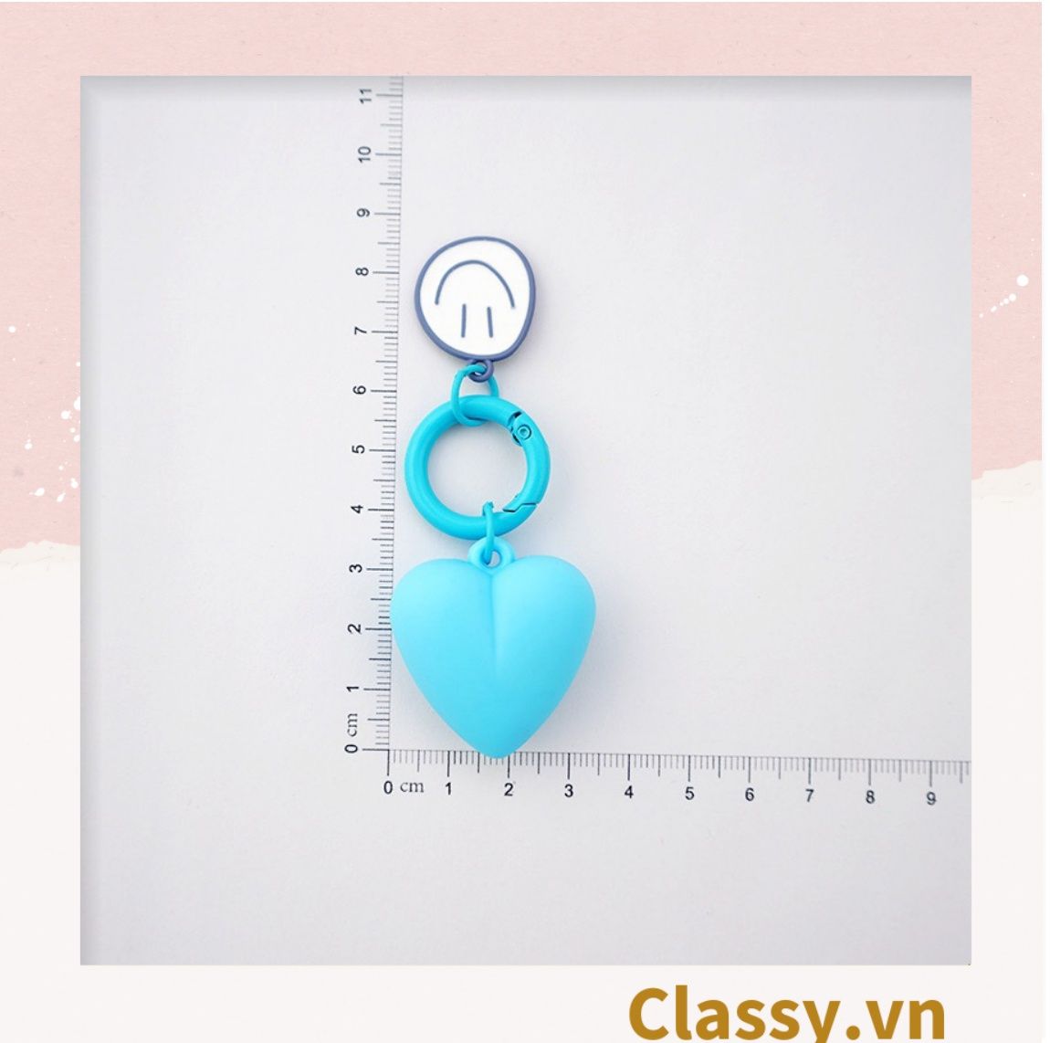  [GIAO HÀNG 7-25 NGÀY]  Classy Móc khóa trái tim đính kèm mặt cười màu pastel, móc khóa balo, điện thoại PK1539 