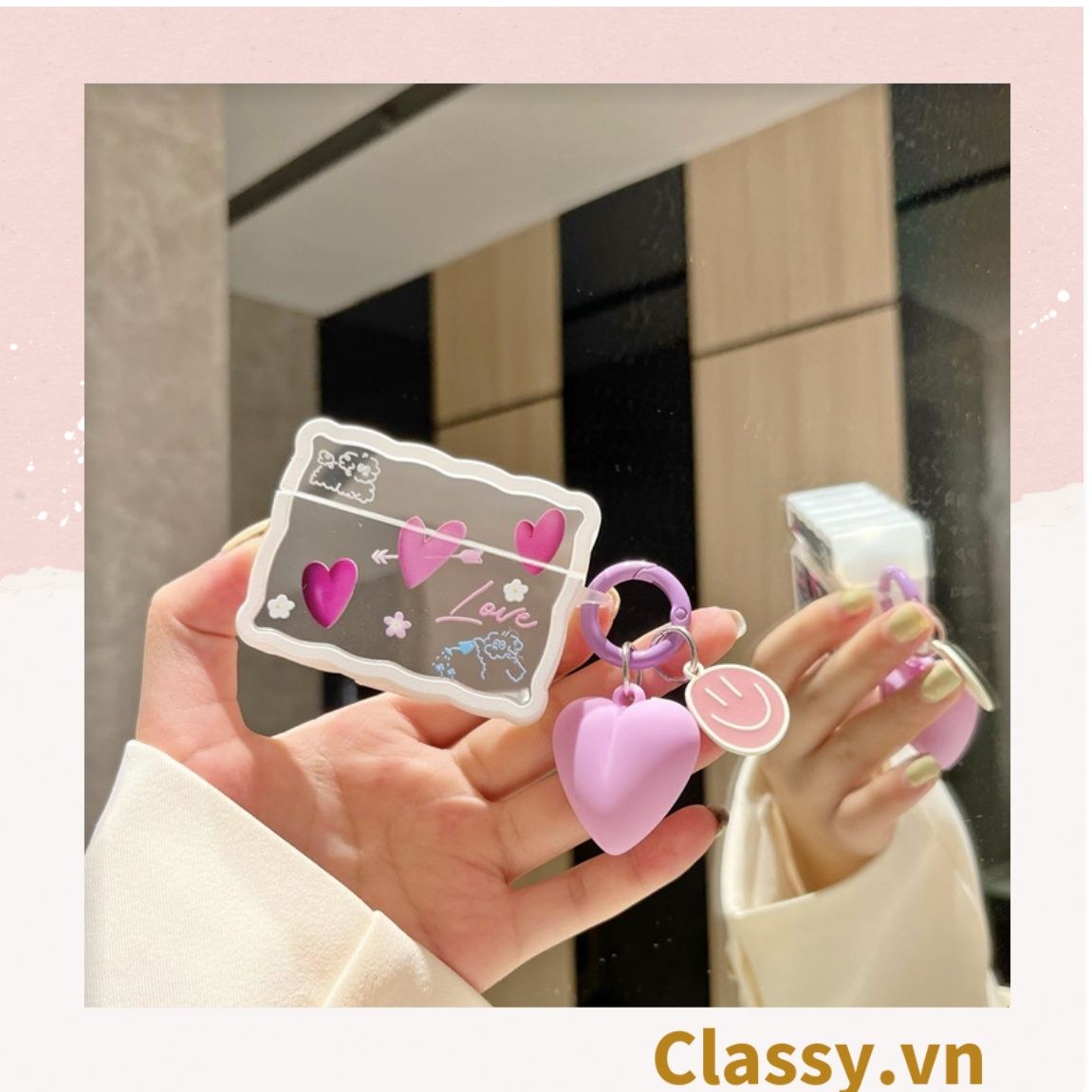  [GIAO HÀNG 7-25 NGÀY]  Classy Móc khóa trái tim đính kèm mặt cười màu pastel, móc khóa balo, điện thoại PK1539 