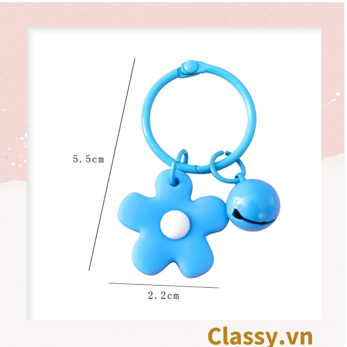  Móc khóa bông hoa đính kèm lắc chuông, móc khóa điện thoại, balo thời trang PK1540 