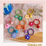  Móc khóa bông hoa đính kèm lắc chuông, móc khóa điện thoại, balo thời trang PK1540 