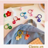  Móc khóa bông hoa đính kèm lắc chuông, móc khóa điện thoại, balo thời trang PK1540 