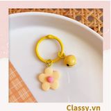  Móc khóa bông hoa đính kèm lắc chuông, móc khóa điện thoại, balo thời trang PK1540 