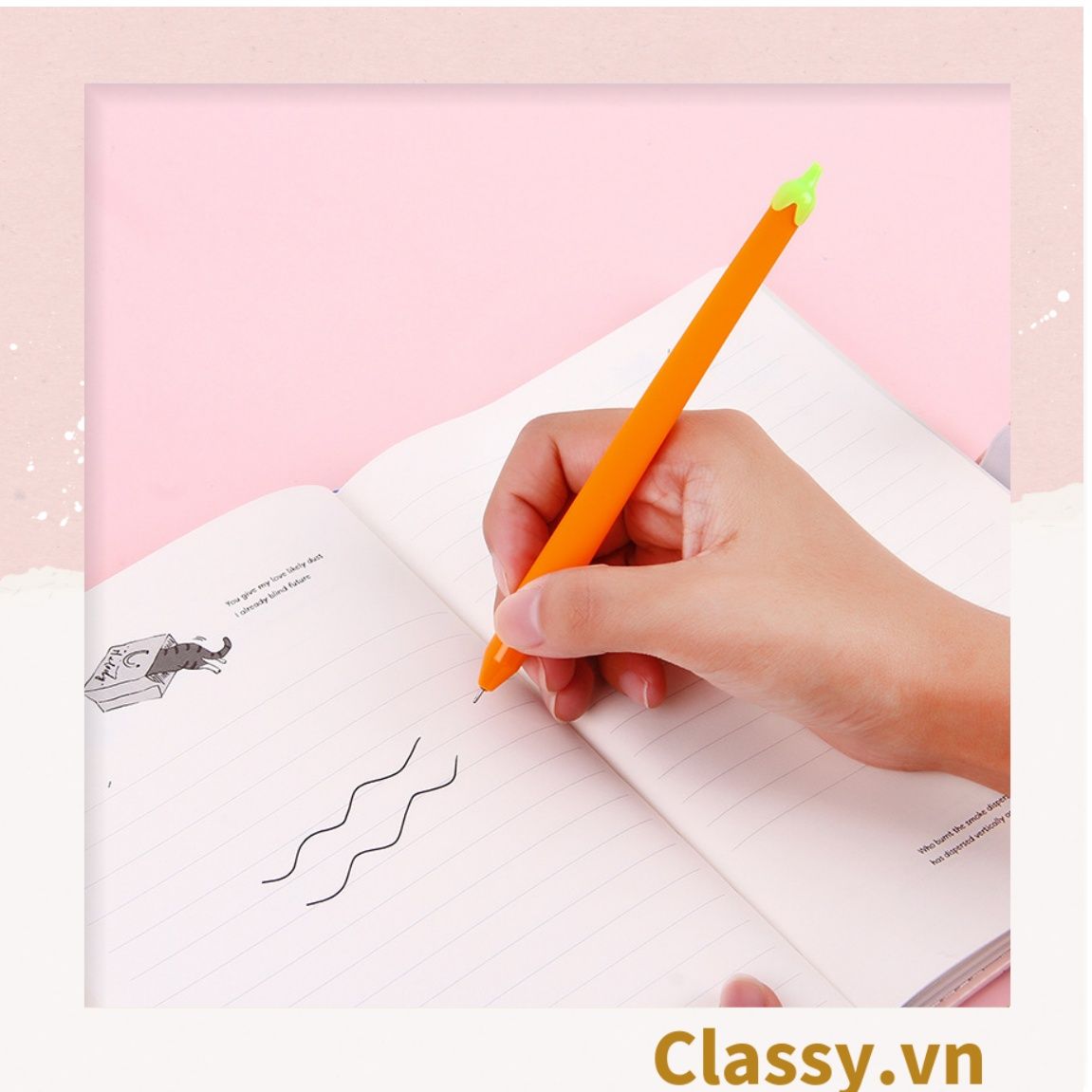  Classy Bút gel hình trái cà xinh xắn đáng yêu, mực đậm và đều PK1549 