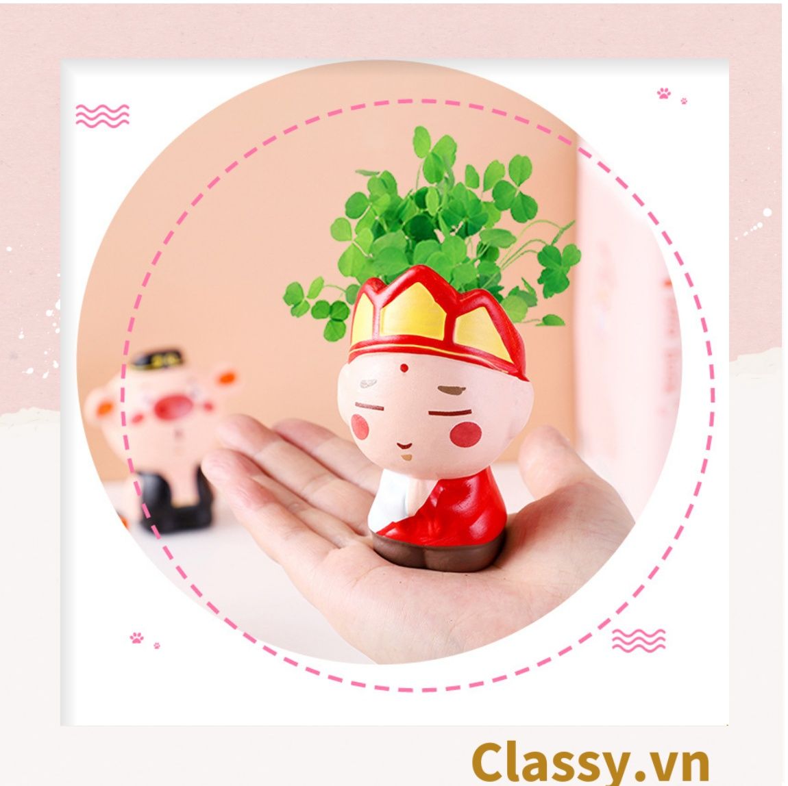  [GIAO HÀNG 7-25 NGÀY] Classy Chậu cây mini hình thầy trò đường tăng siêu dễ thương PK1567 