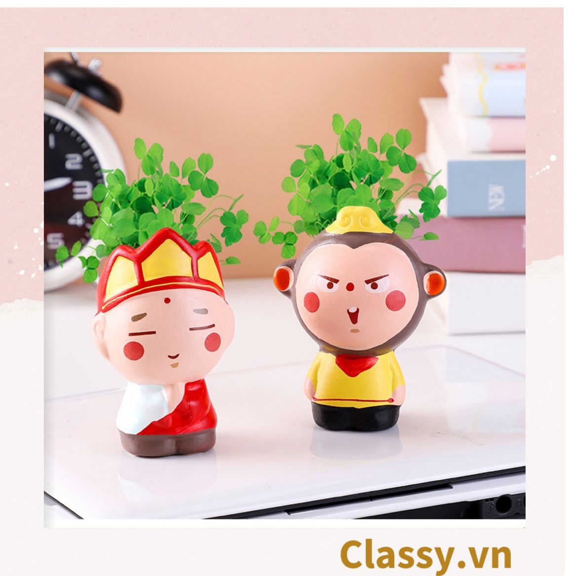  [GIAO HÀNG 7-25 NGÀY] Classy Chậu cây mini hình thầy trò đường tăng siêu dễ thương PK1567 