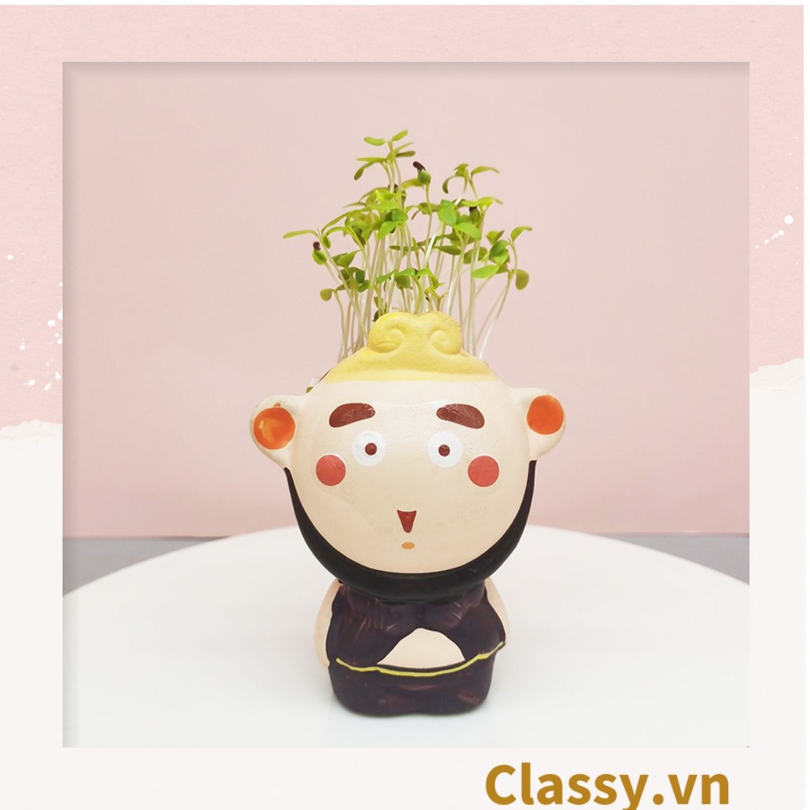  [GIAO HÀNG 7-25 NGÀY] Classy Chậu cây mini hình thầy trò đường tăng siêu dễ thương PK1567 