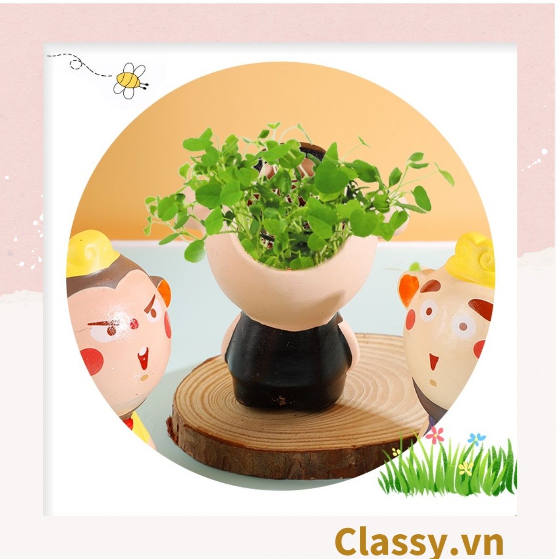  [GIAO HÀNG 7-25 NGÀY] Classy Chậu cây mini hình thầy trò đường tăng siêu dễ thương PK1567 