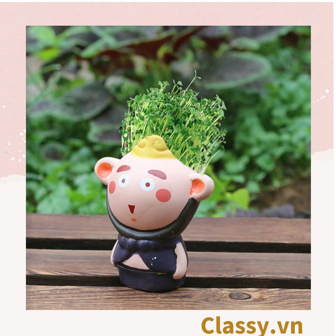  [GIAO HÀNG 7-25 NGÀY] Classy Chậu cây mini hình thầy trò đường tăng siêu dễ thương PK1567 