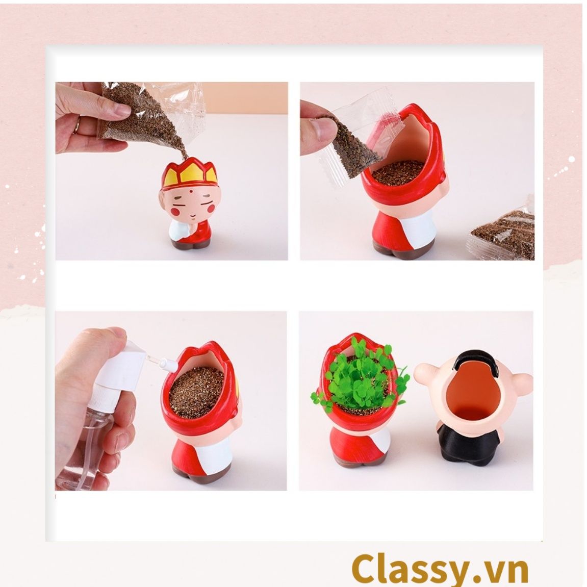  [GIAO HÀNG 7-25 NGÀY] Classy Chậu cây mini hình thầy trò đường tăng siêu dễ thương PK1567 