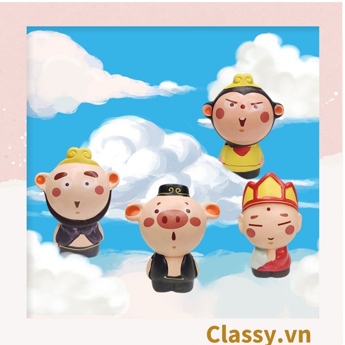  [GIAO HÀNG 7-25 NGÀY] Classy Chậu cây mini hình thầy trò đường tăng siêu dễ thương PK1567 
