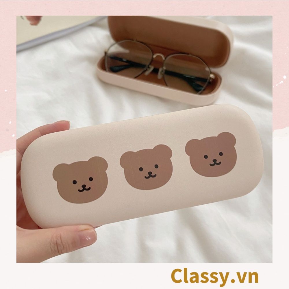  [GIAO HÀNG 7-25 NGÀY]  Classy Hộp đựng mắt kính màu kem, chống sốc, chống trầy xướt PK1568 