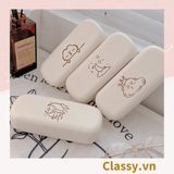  Classy Hộp đựng mắt kính màu kem, chống sốc, chống trầy xướt PK1568 