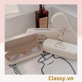  Classy Hộp đựng mắt kính màu kem, chống sốc, chống trầy xướt PK1568 