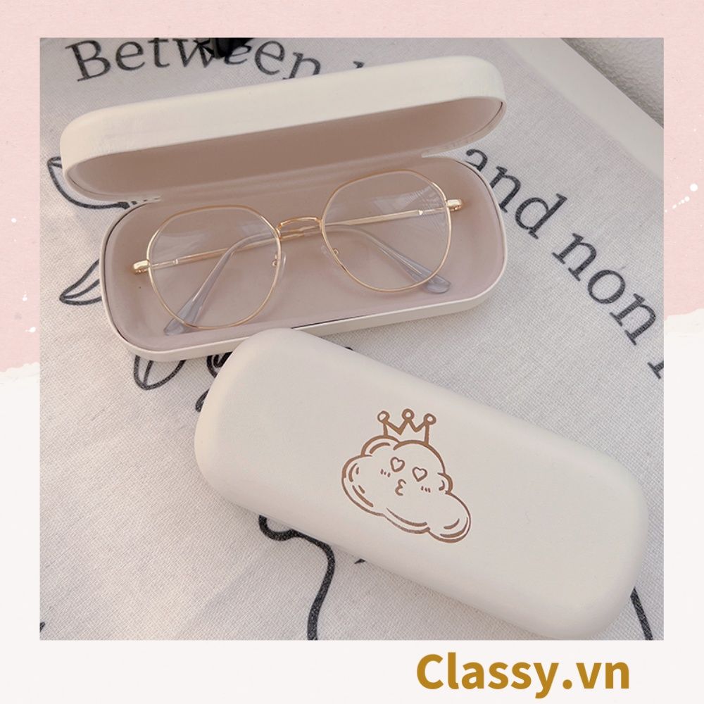  [GIAO HÀNG 7-25 NGÀY]  Classy Hộp đựng mắt kính màu kem, chống sốc, chống trầy xướt PK1568 